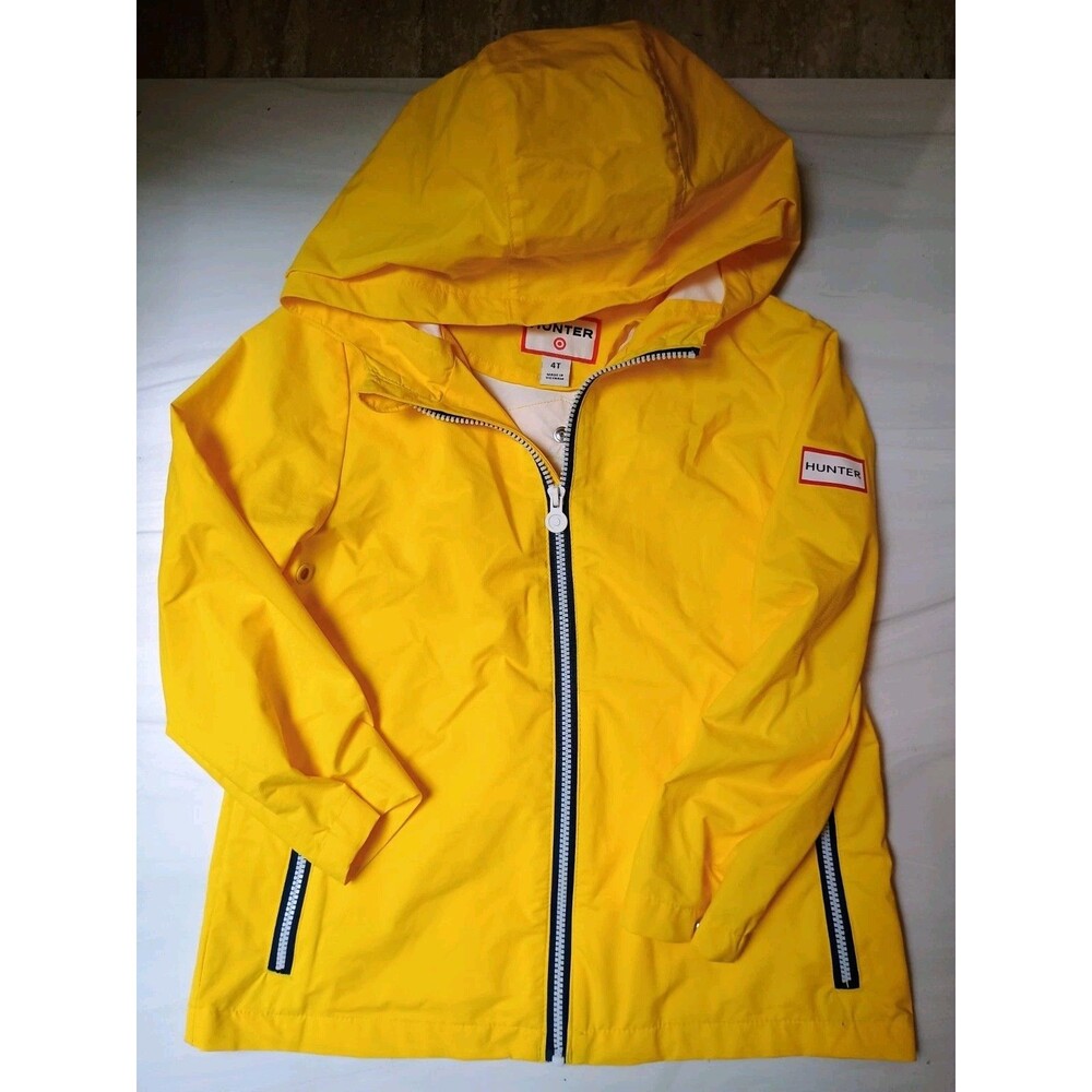 Hunter for Target Kids Yellow Hooded Windbreaker Rain Jacket Size 4T